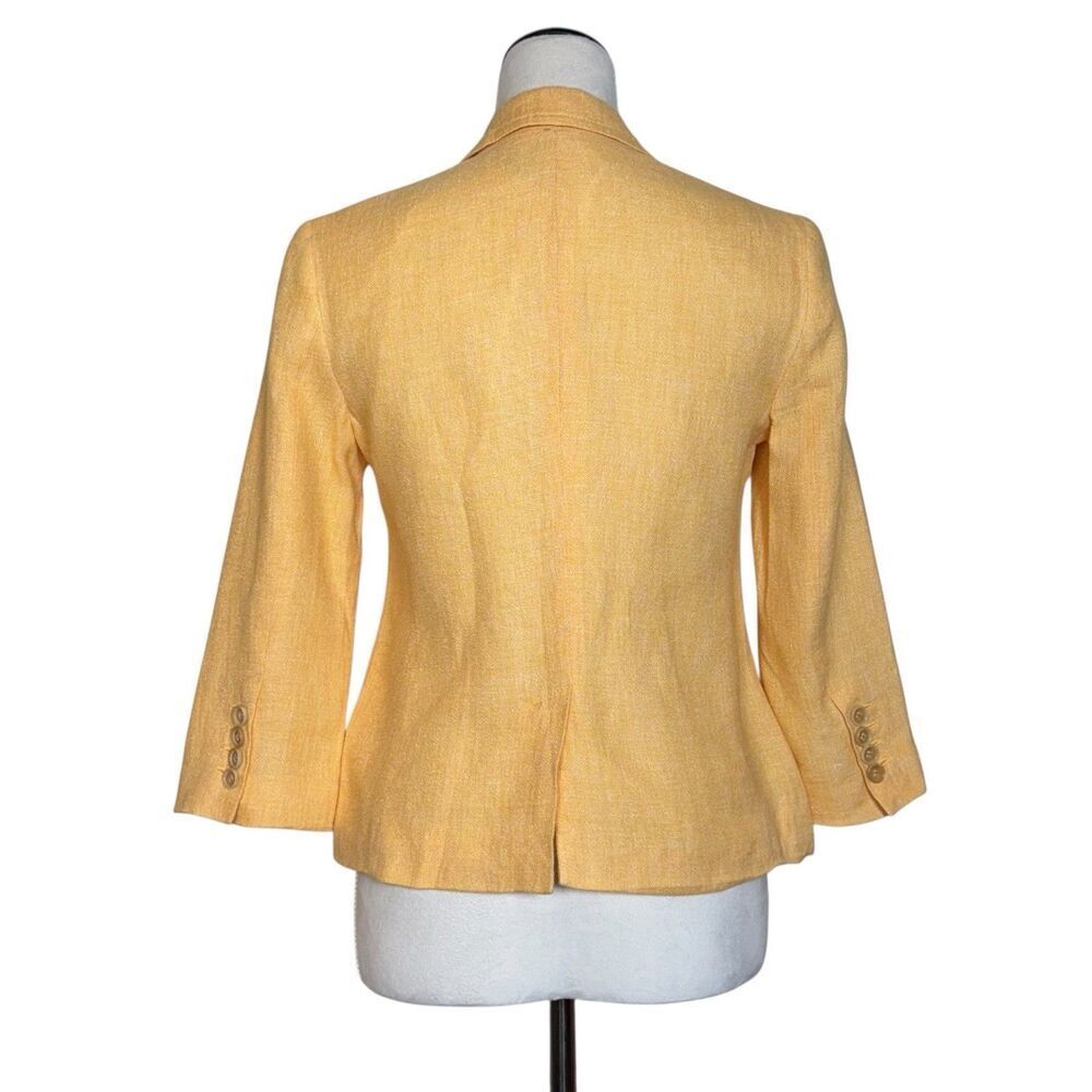 Talbots Linen Cotton Blazer 4P Petite Orange Y2K Academia Preppy Corporate Work - Picture 4 of 9